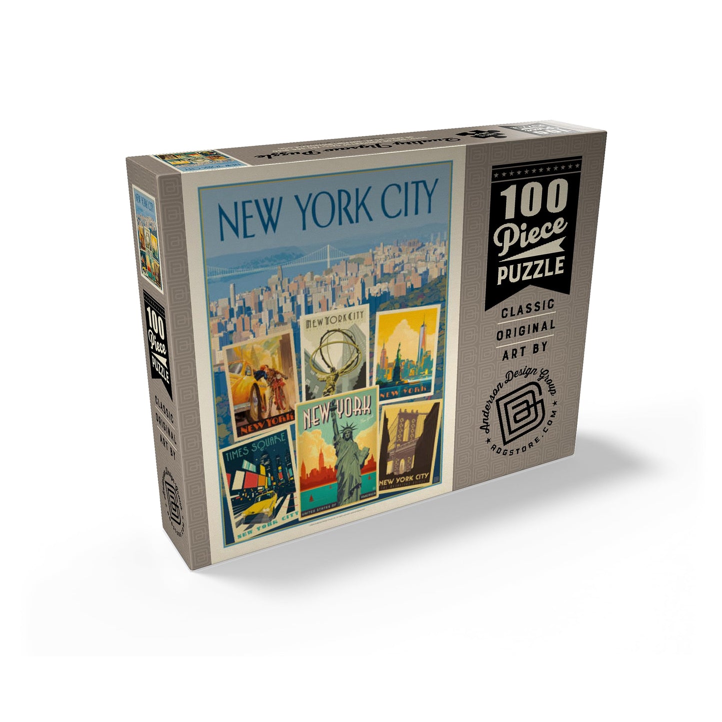 MyPuzzle New York City: Multi-Image Collage Print, Vintage Poster - Premium 100 Piece Jigsaw Puzzle for Adults