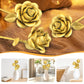 QIFUN Gold Roses Building Set - 3-Piece Bouquet, Plastic, 1 Inch, Romantic Home Decor Gift for Her, Model QF-1