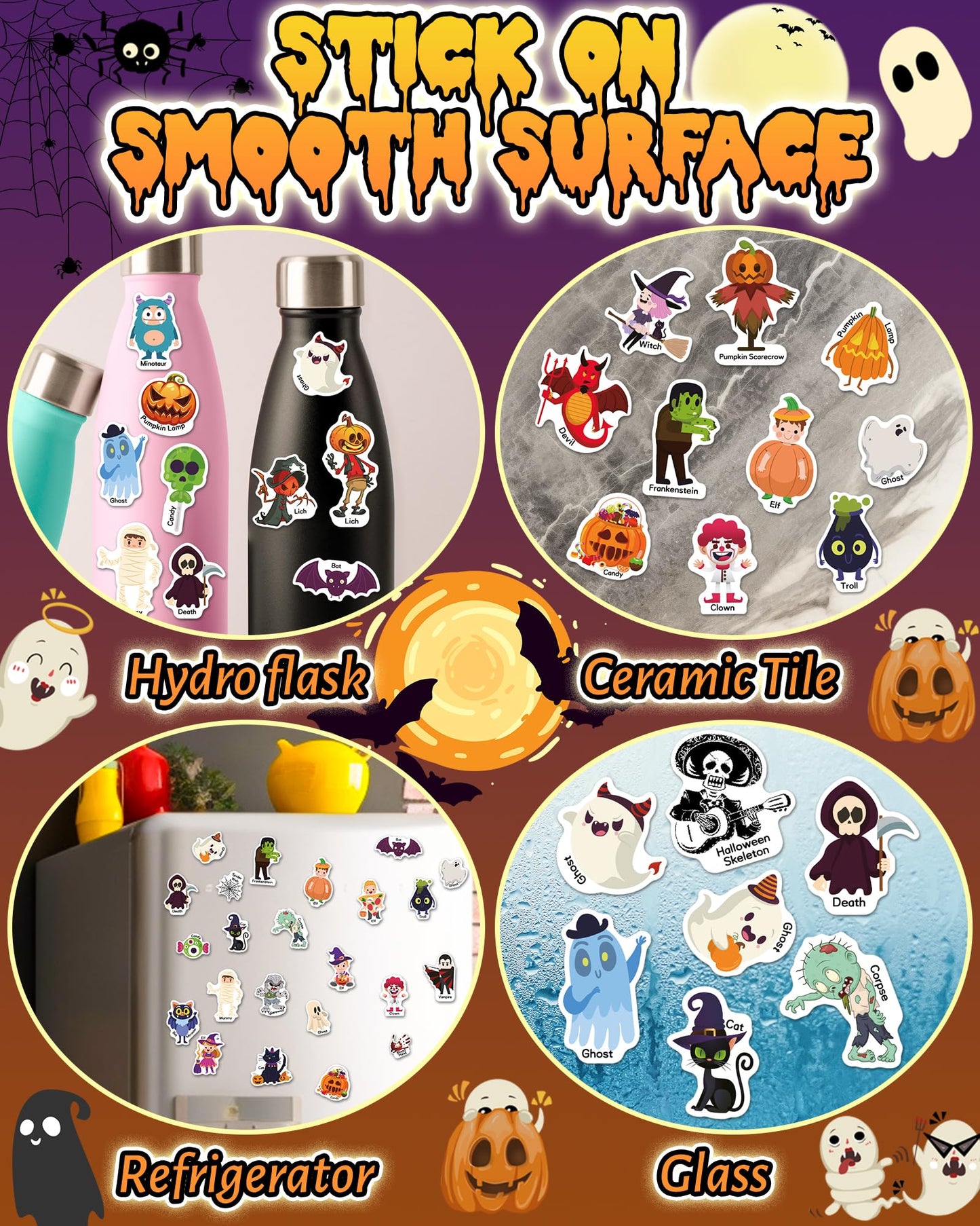Benresive Reusable Sticker Books For Kids 2-4, Sticker Books For Toddlers 1-3, Toddler Sticker Book Age 2-4, Toddler Travel Toys Activities Crafts Gifts - Halloween Sticker Book