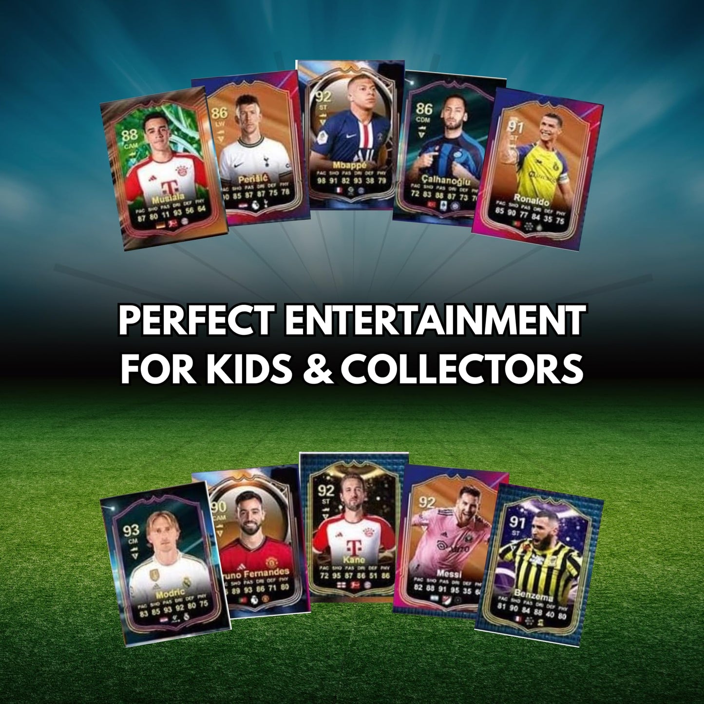 Soccer Trading Cards 2025 | 6 Packs - 48 Collectible Cards for Fans Mystery Cards Packs Contain Random enhanced Cards in Each Set - Try & Collect Them All - Great Gift!