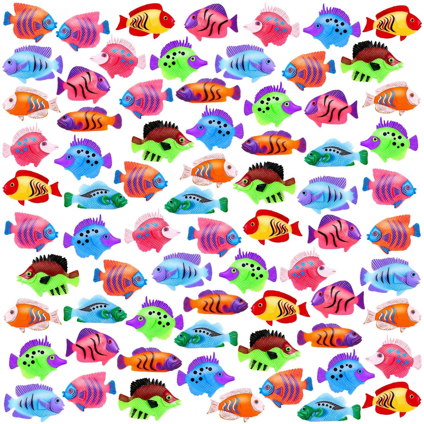 Lhsyfbz 72Pcs Plastic Fish Toys, Tropical Fish, Mini Plastic Fish, Toy Fish Set For Children'S Party Supplies And Decoration