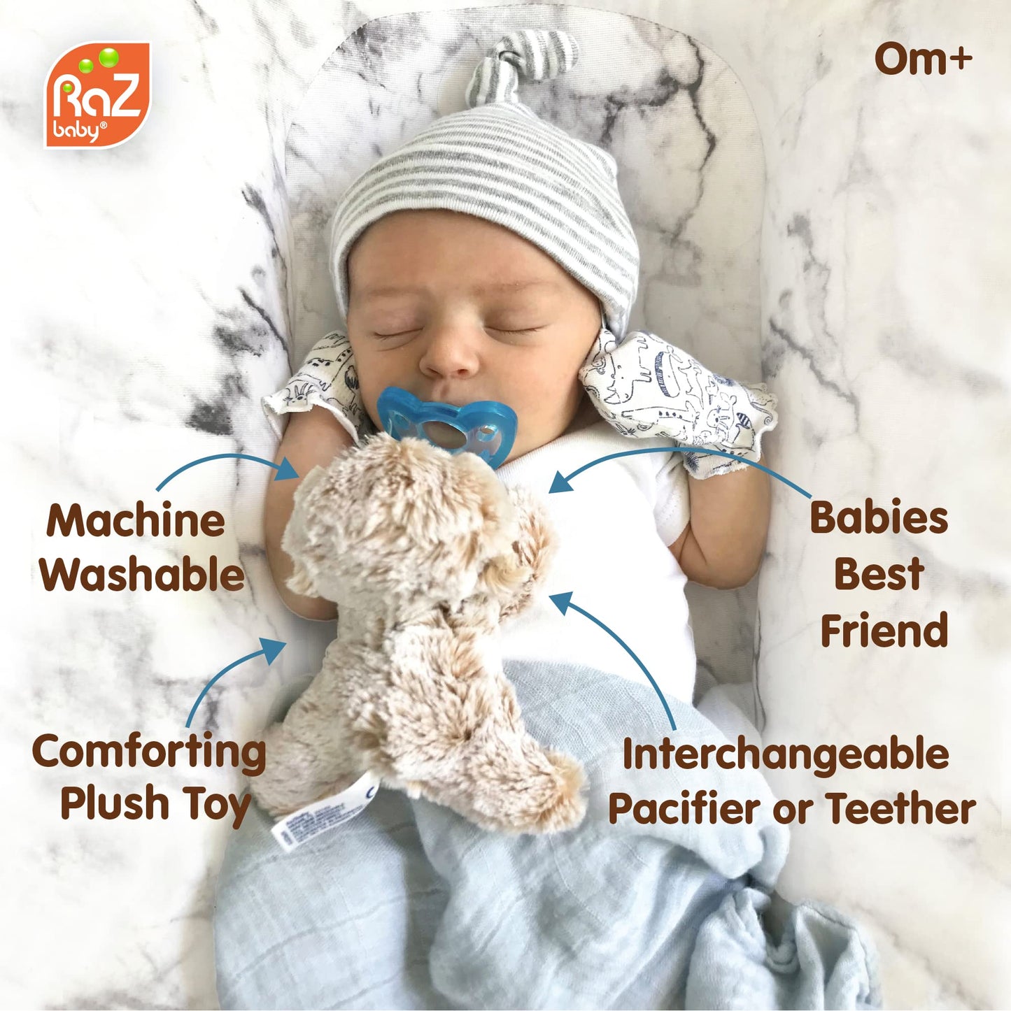 RaZbaby RaZbuddy RaZberry Teether/Pacifier Holder w/Removable Baby Teether Toy - 0M+ - Bpa Free (Penguin)