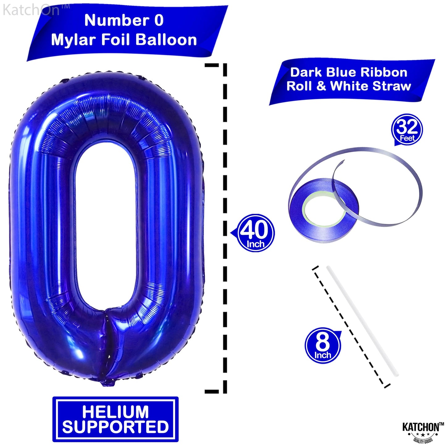 Giant, Navy Blue Number 0 Balloon - 40 Inch | Blue 0 Balloon, Navy Blue Balloons | 0 Navy Blue Number Balloon, Navy Blue Birthday Decorations | Mylar 0 Balloon, Make 10, 30, 50, 100 Balloon Numbers