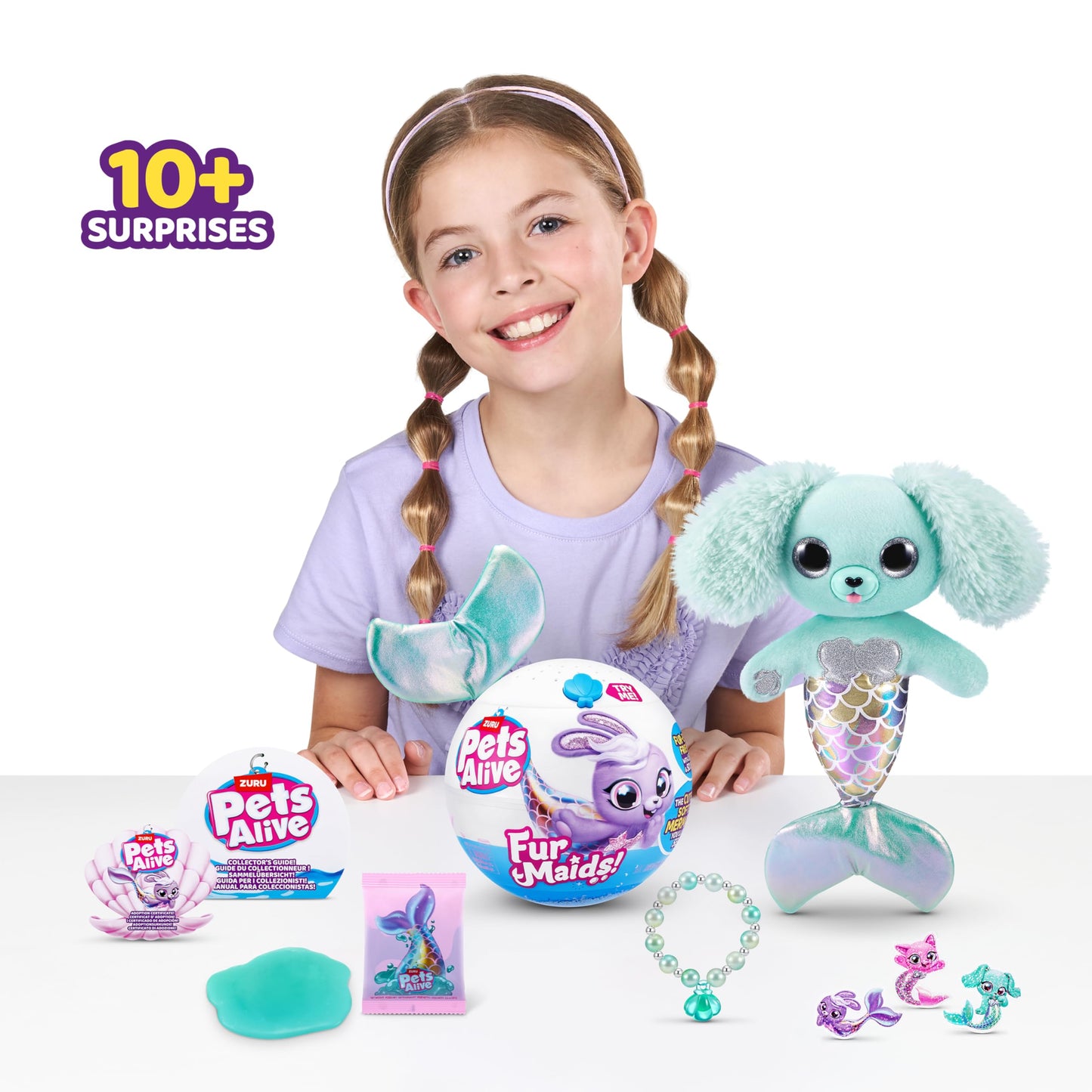 Pets Alive Furmaids Mermaid Plush Interactive Toy - Green Puppy with Lights & Sounds for Girls