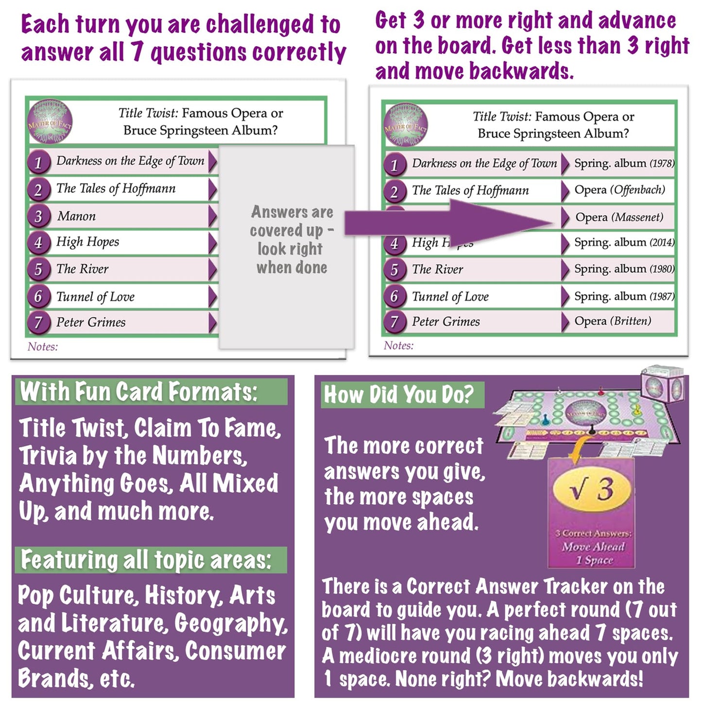 Matter Of Fact - A Rapid-Fire Trivia Challenge Board Game Featuring Unique Eclectic Card Categories - Adults & Family Game Night