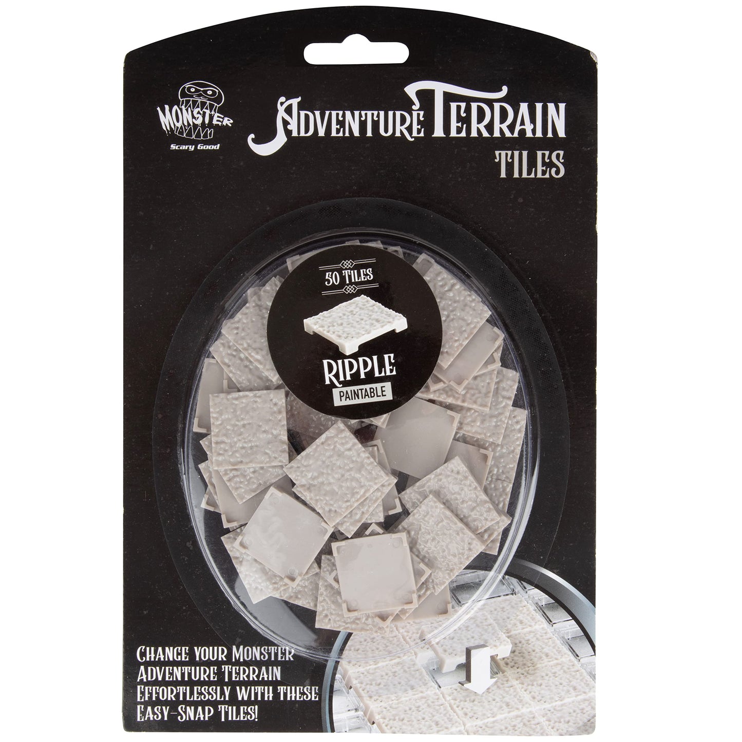 Monster Adventure Terrain- 50Pc Ripple Style Tile Expansion Pack- Paintable 1'X1' Tile Set- Amazing Tabletop Terrain In Minutes-Customize Your D&D And Pathfinder Dungeons Your Way