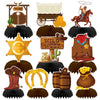 DTOFOOT 10 Pcs Cowboy Party Decorations, Wild West Cowboy Honeycomb Centerpieces for Tables Cowboy Party Decorations Western The