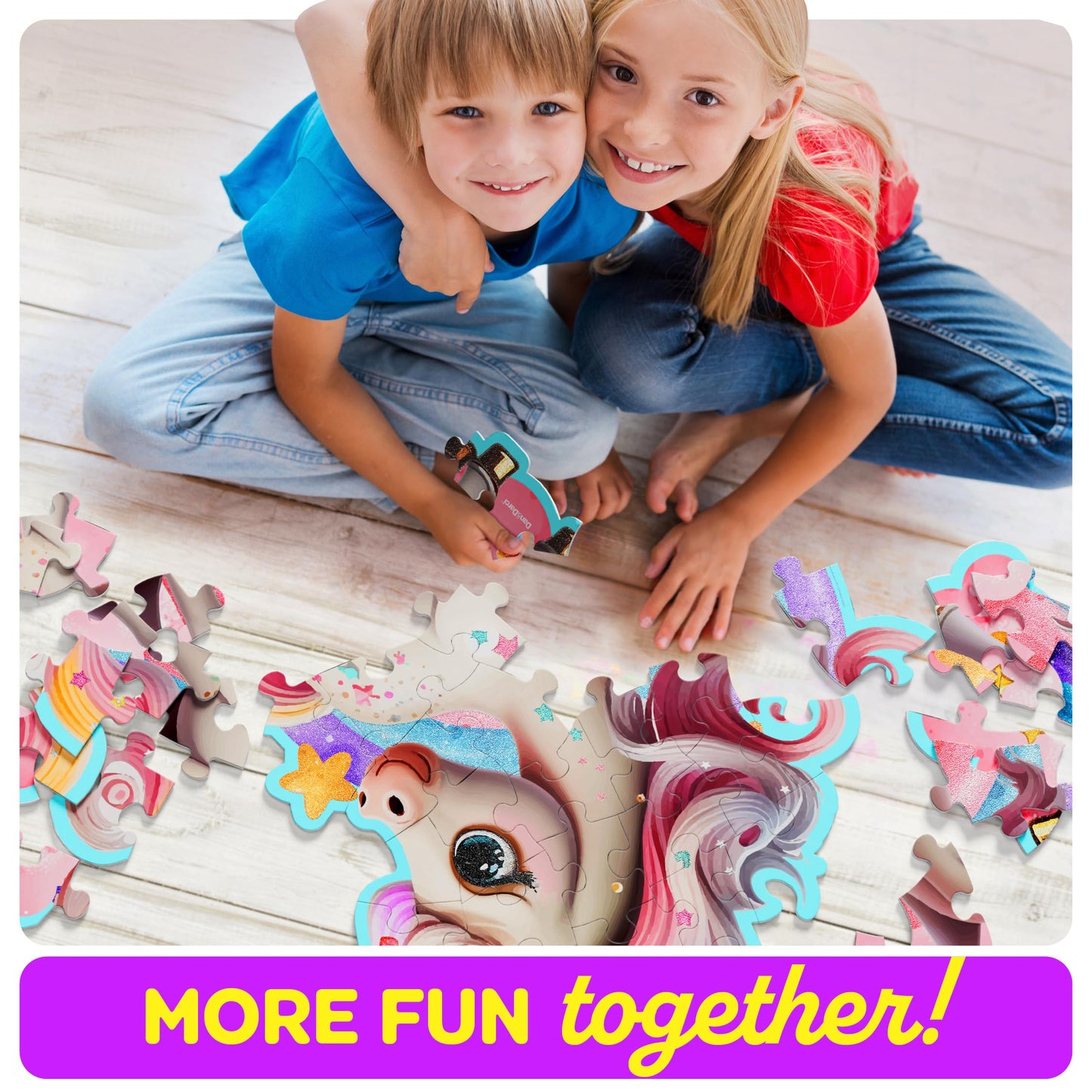 Dan&Darci Jumbo Shimmery 45-Piece Unicorn Floor Puzzle For Kids Ages 3-6 Years Old- Large Toddler Puzzles Age 3, 4, 5, 6 Year Olds - Easter Toys For Girls - Little Girl Birthday Gift