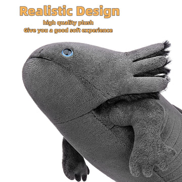 Frankiezhou Giant Axolotl Plush- Grey,31.5' Lifelike Axolotl Stuffed Animal, Soft Plush Stuffed Animalplush Animals, Axolotl Plush, Gifts For Boys Girls