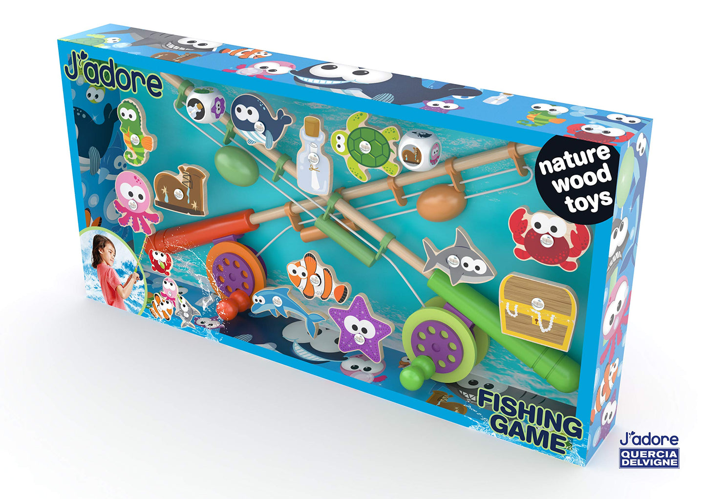 J'adore Wooden Magnetic Fishing Game Toy - Model 828984, Eco-Friendly Playtime Fun for Kids