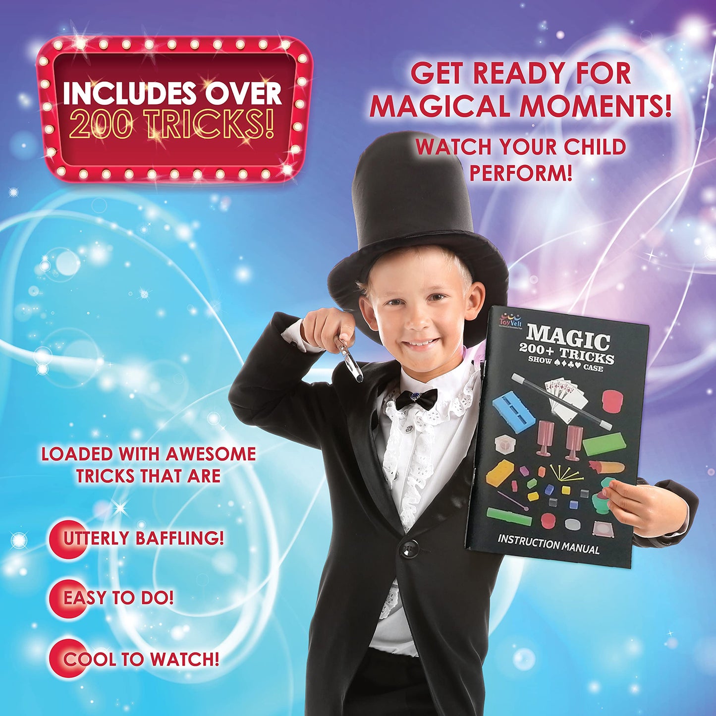 Toyvelt Magic Tricks Magic Set - Kids Magic Kit For Beginners With Over 200 Tricks And Instructions - Hours Of Fun And Learning - For Boys And Girls Ages 5, 6,7 And Up