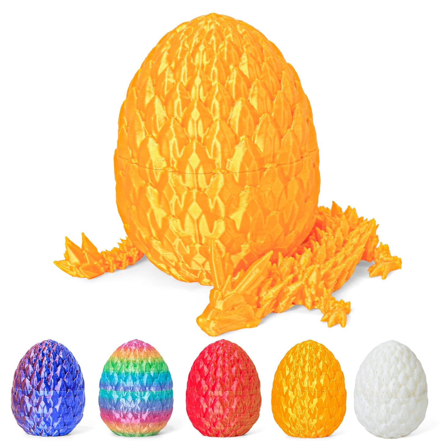 ONEVIVE Dragon Eggs with Dragon Inside 3D Printed  Mystery Dragon Egg Articulated Crystal Fidget Toy for Kids mature-themeds Women Men Funny Gift Desk Decor(Golden)