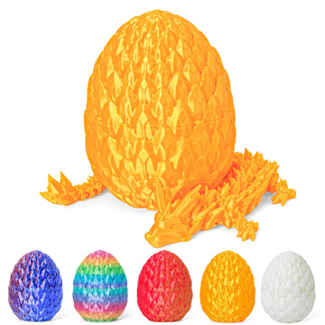 ONEVIVE Dragon Eggs with Dragon Inside 3D Printed  Mystery Dragon Egg Articulated Crystal Fidget Toy for Kids mature-themeds Women Men Funny Gift Desk Decor(Golden)