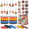 Sureio 86 Pcs Western Cowboy Party Favors Include 12 Cowboy Keychain 12 Western Cowboy Silicone Bracelets 12 Button Pins 50 Wate