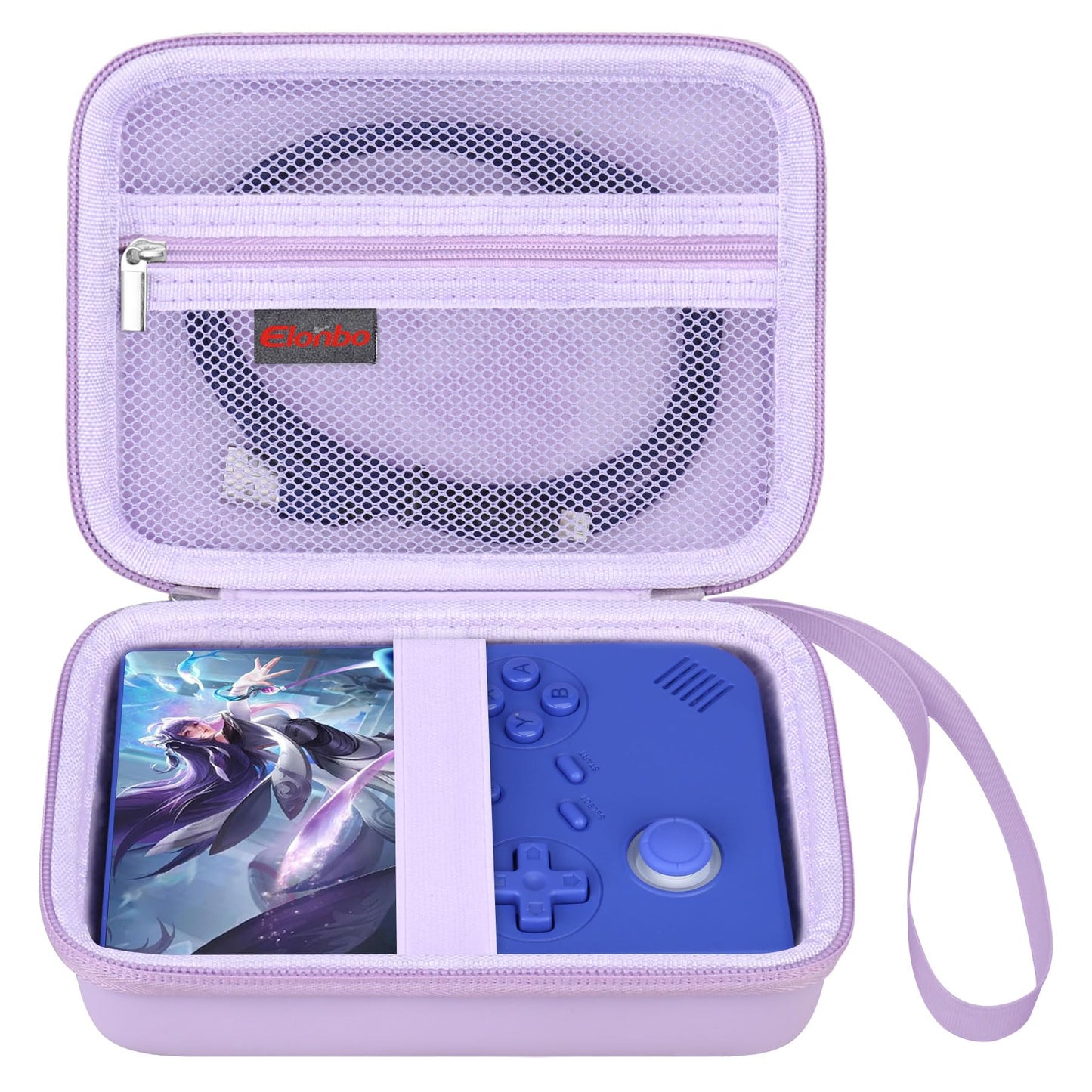 Elonbo Carrying Case for RG40XXV / RG405V Retro Handheld Game Console  Android Retro Handheld Gaming Travel Storage Cover Bag Linux System Games Organizer Holder  Mesh Pocket fits Cables  Purple