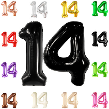 Katchon, Giant Black 14 Balloon Numbers Foil - 40 Inch | 14 Birthday Decorations For Boys | Black 14Th Birthday Balloons For Teen Boy Birthday Decorations 14 | 14Th Birthday Decorations For Boys
