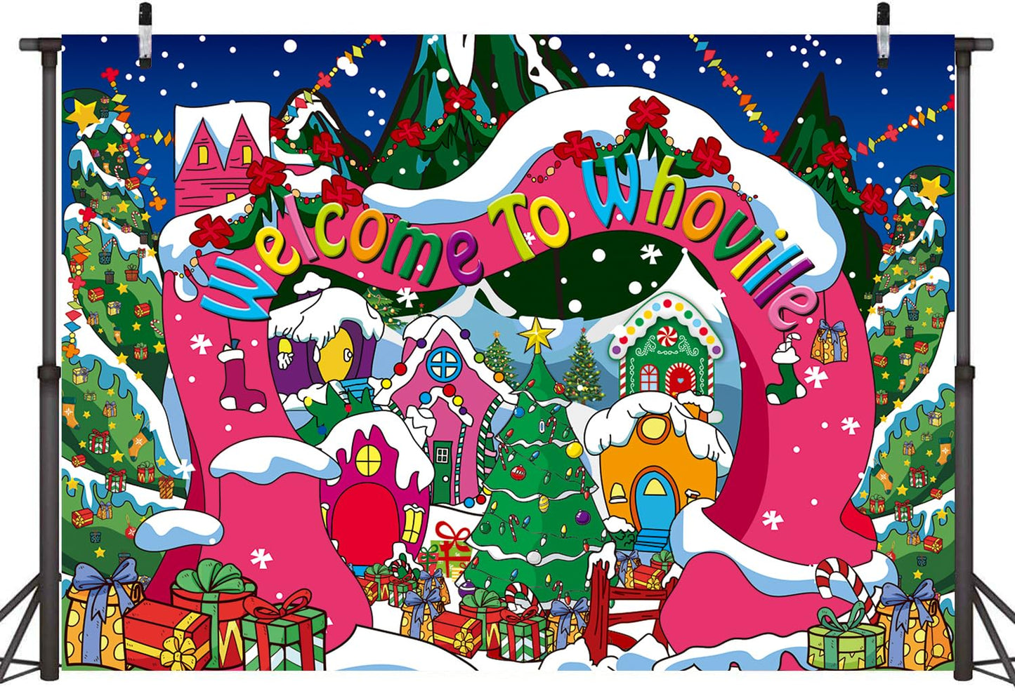 Welcome To Whoville Backdrop Winter Christmas Village Photography Background For Kids First Birthday Baby Shower Happy New Year