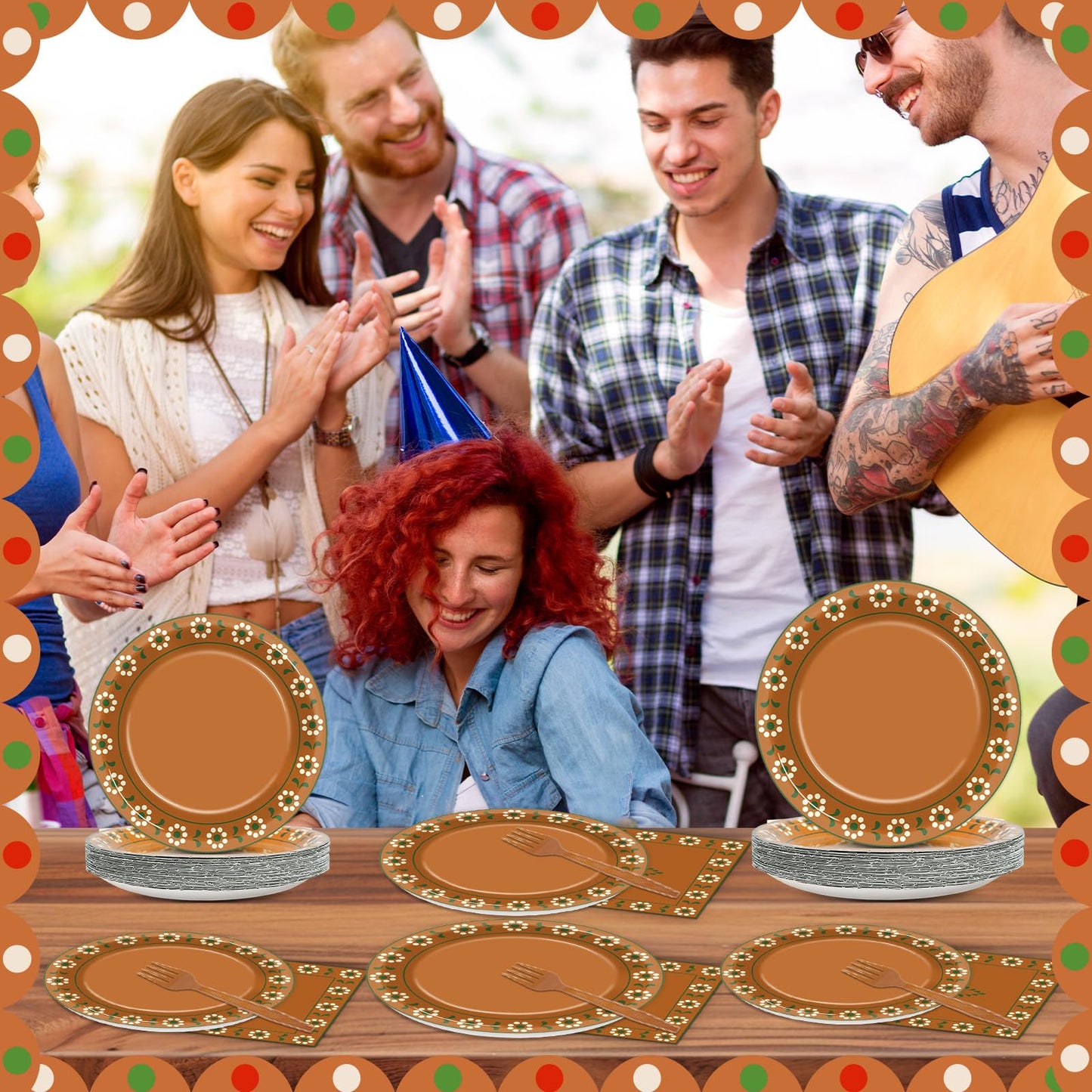 96Pcs Platos De Barro Mexicanos Paper Plates and Napkins Cielito Lindo Party Decoration Terracotta Clay Pottery Themed Tableware