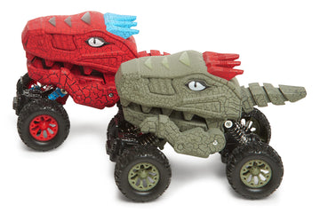 Rugged Racers Dinosaur Monster Truck Toy Cars - Pull Back Car Toys Dino 4 Wheel Car Game Mini Pullback Vehicles for Toddlers