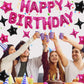 TONIFUL 35PCS Hot Pink Happy Birthday Decorations Kit 16 Inch Happy Birthday Balloon Banner with Star Balloons Mylar Foil Birthd