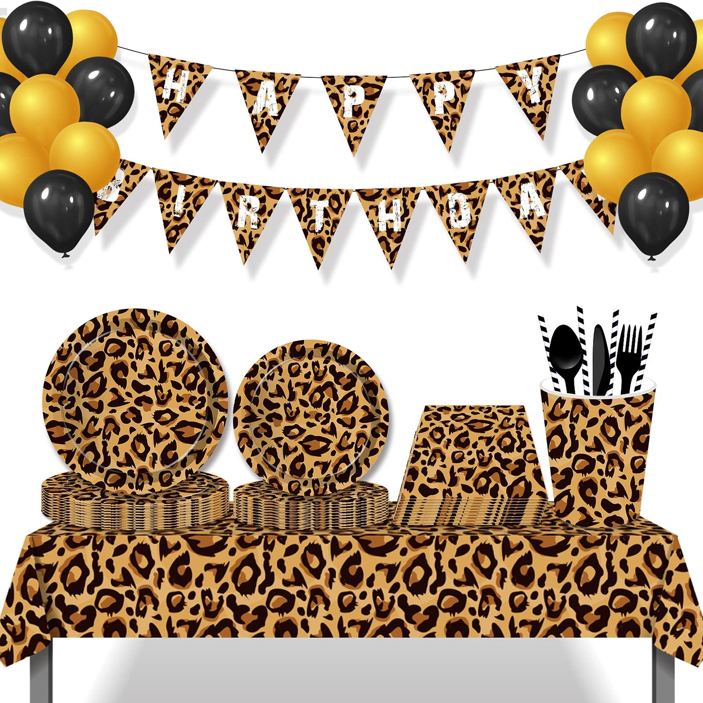 Leopard Table Covers Leopard Print Animal Skin Digital Tablecloth, 2 Pack 54 X 87 Inch Leopard Animal Print Plastic Tablecloth,