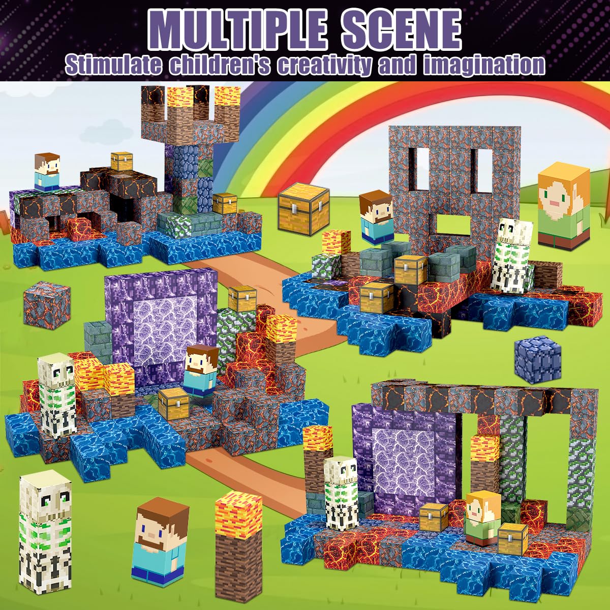 AIDYVOI 213 PCS Magnetic Blocks Building Toys Set decorative replica blade Kids Building Blocks for Toddler Boys Girls 3+  STEM Sensory Magnetic Cubes Christmas Birthday Present Construction Building Toys