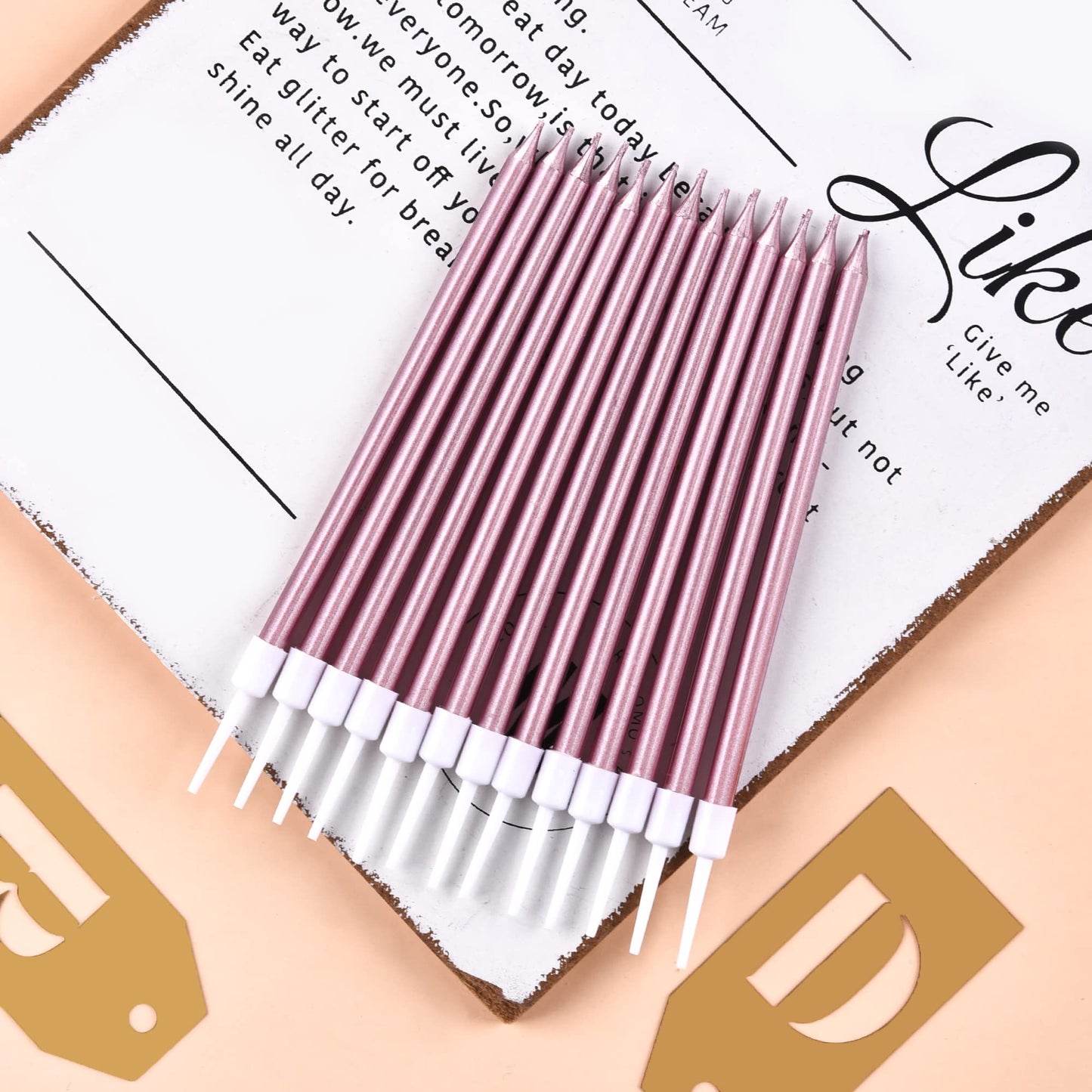 CAKE CODE 24-Count Rose Gold Long Thin Birthday Candles, Cake Candles, Birthday Parties, Wedding Decorations, Party Candles