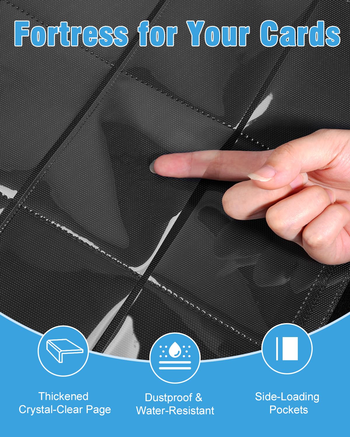 Lzerking 2 Pack Card Binder 1080 Capacity Set with Zipper | 30-Page Per Binder with 9-Pocket Pages PU Leather Card Organizer Storage for Trading Cards  Sports Cards  Game Cards(black)