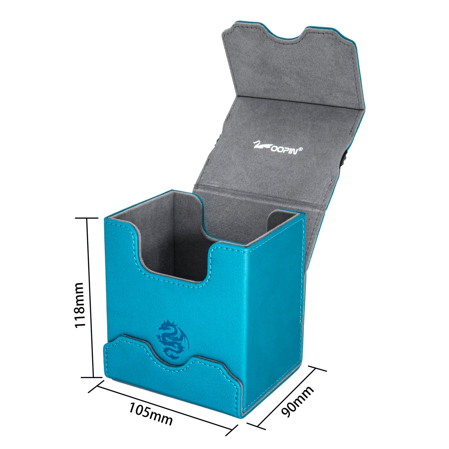 Zoopin Leather Deck Box With Built-In Spinning Life Counter, Cyan For Mtg,Yugioh,Pokeman,Tes Legacy,Munchkins Ccg Decks And Also