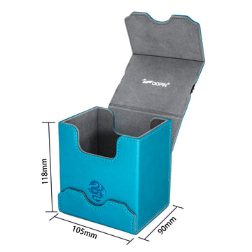 Zoopin Leather Deck Box With Built-In Spinning Life Counter, Cyan For Mtg,Yugioh,Pokeman,Tes Legacy,Munchkins Ccg Decks And Also