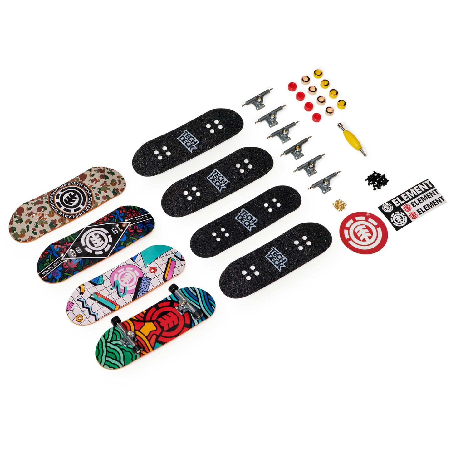 TECH DECK, Ultra DLX Fingerboard 4-Pack, Element Skateboards, Collectible and Customizable Mini Skateboards, Kids Toy for Ages 6