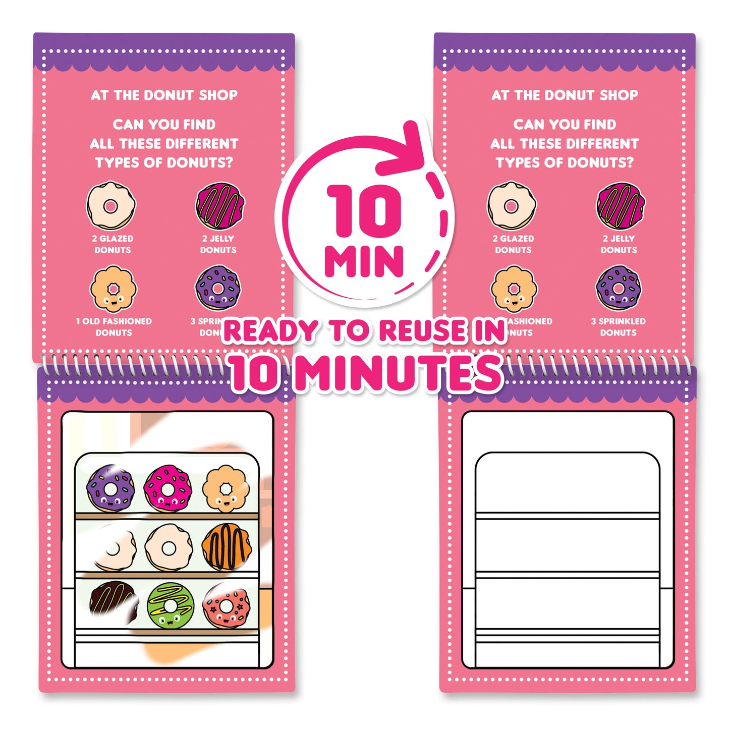 Water Magic (2Pack - Cupcake and Donut) - Patented Gourmet Scented Reusable Water Reveal Activity Pads - No Mess, All Fun by Sce