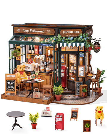 Robotime Diy Tiny House Kit, Miniature House Kit For Adults To Build, Mini House Kit With Furniture, Halloween/Christmas/Birthda