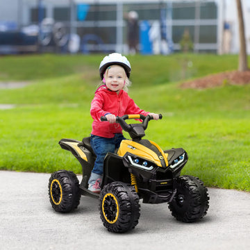 Aosom 12V Kids Atv Quad Car With Forward & Backward Function, Four Wheeler For Kids With Wear-Resistant Wheels, Music, Electric