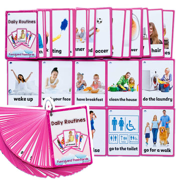 Richardy 45Pcs/Set Daily Routines Kids Gifts English Flash Cards Pocket Card Educational Learning Toys For Children Pre-School Educational