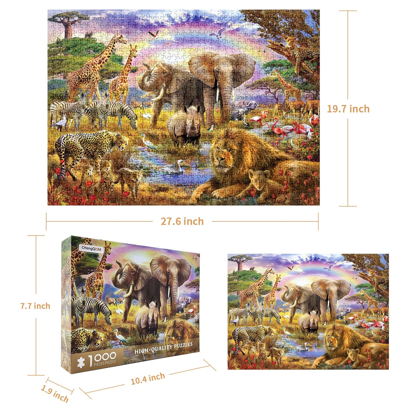 Jigsaw Puzzles 1000 Pieces African Animal Puzzles Animal World Jigsaw Puzzles for mature-themed Teens Kids Jungle Scene Jigsaw Puzzles Game Toy Gift Home Decoration