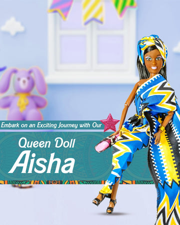 KOOLOREZ: Aisha - Our Queens Black Doll Set - Brown/Black Afro Doll w/Movable Joints - Lovely 12.5 Dark Skin & Diversity Dolls - Vinyl Dolls for Girls with African Heritage Style Outfit