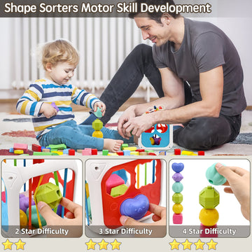 Aituitui Baby Toys 12 18 Months, Multifunctional Sensory Teething Toys For 1 2 Year Old Boy Girl, Learning Educational Shape Sor