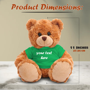 Plushland Teddy Bear 11 Inch, Stuffed Animal Personalized Gift - Great Present For Mothers Day, Valentine, Graduation, Birthday,Anniversary, Get Well,Christmas (Mocha Bear, Kelly Green)