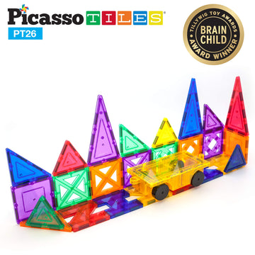 Picassotiles Building Blocks Inspirational Kit 3D Building Construction Toys Clear Magnetic Stacking Set Stem Playboards Magnet