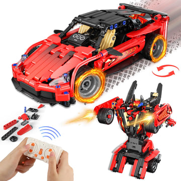 Hsanhe Remote Control Racing Car Building Kit, Compatible With Lego Stem Toys For Kids 2 In 1 Model Car Kit 425 Pcs, Gifts Toys 