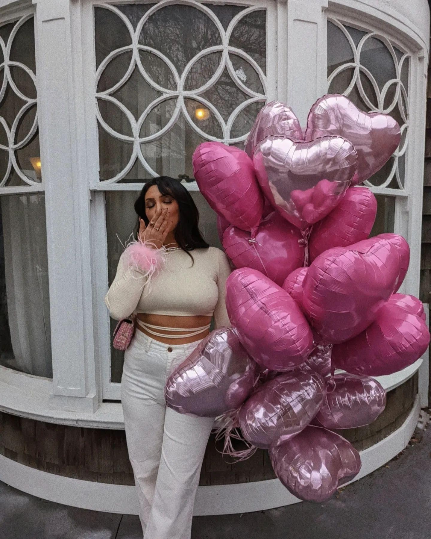Rose Gold Heart Shaped Balloons Pack Of 12,18 Inch Silver Love Valentine Balloons Pink Heart Romantic Balloons For Valentines Da