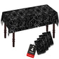 ATFUNSHOP Halloween Tablecloth Plastic 4PACKS 54 X 108 Rectangular Black Spider Web Disposable Table Cover Waterproof Spillproof