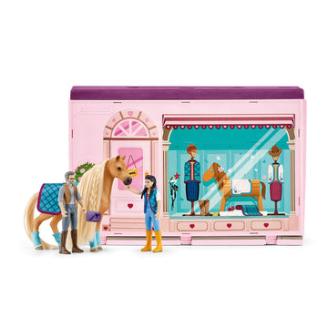 Schleich Horse Club Sofia'S Beauties Horse Pop-Up Boutique With Hair Brushing Accessories And Figurines - 25-Piece Brushable Hair Pop-Up Horse Salon Boutique For Grooming Horses, Gift For Kids Ages 4+