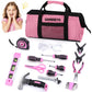 URASISTO 22-Piece Kids Tool Set with Tool Storage Bag, Pink Junior Real Hand Tool Kit for Boys & Girls, Children Learning Tools
