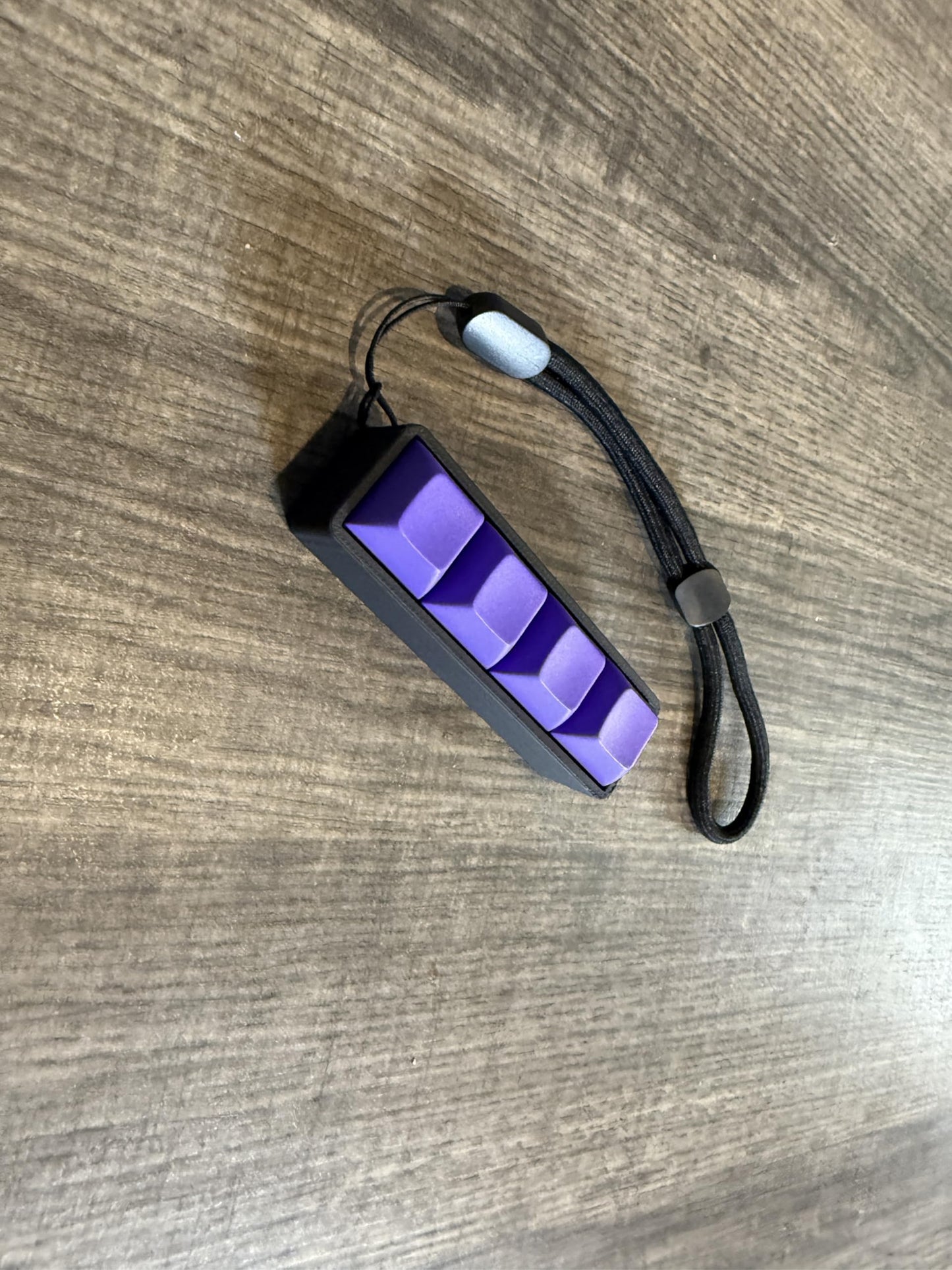 Zkeebs Four-Button Clicky Mechanical Switch Fidget Toy - Plastic, Purple Keycaps, Stress Relief, ADHD - Black Base
