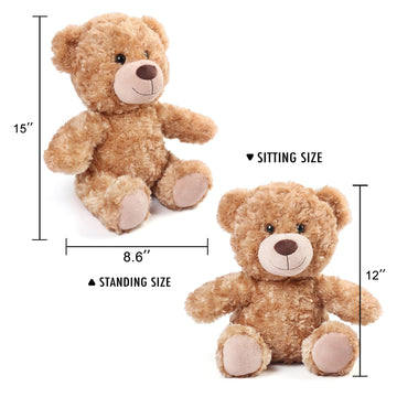 Benben Brown Teddy Bear Stuffed Animal, 12 Inch Cute Shaggy Stuffed Bear Plush Toy, Baby Shower Decoration, Valentines' Day Birt