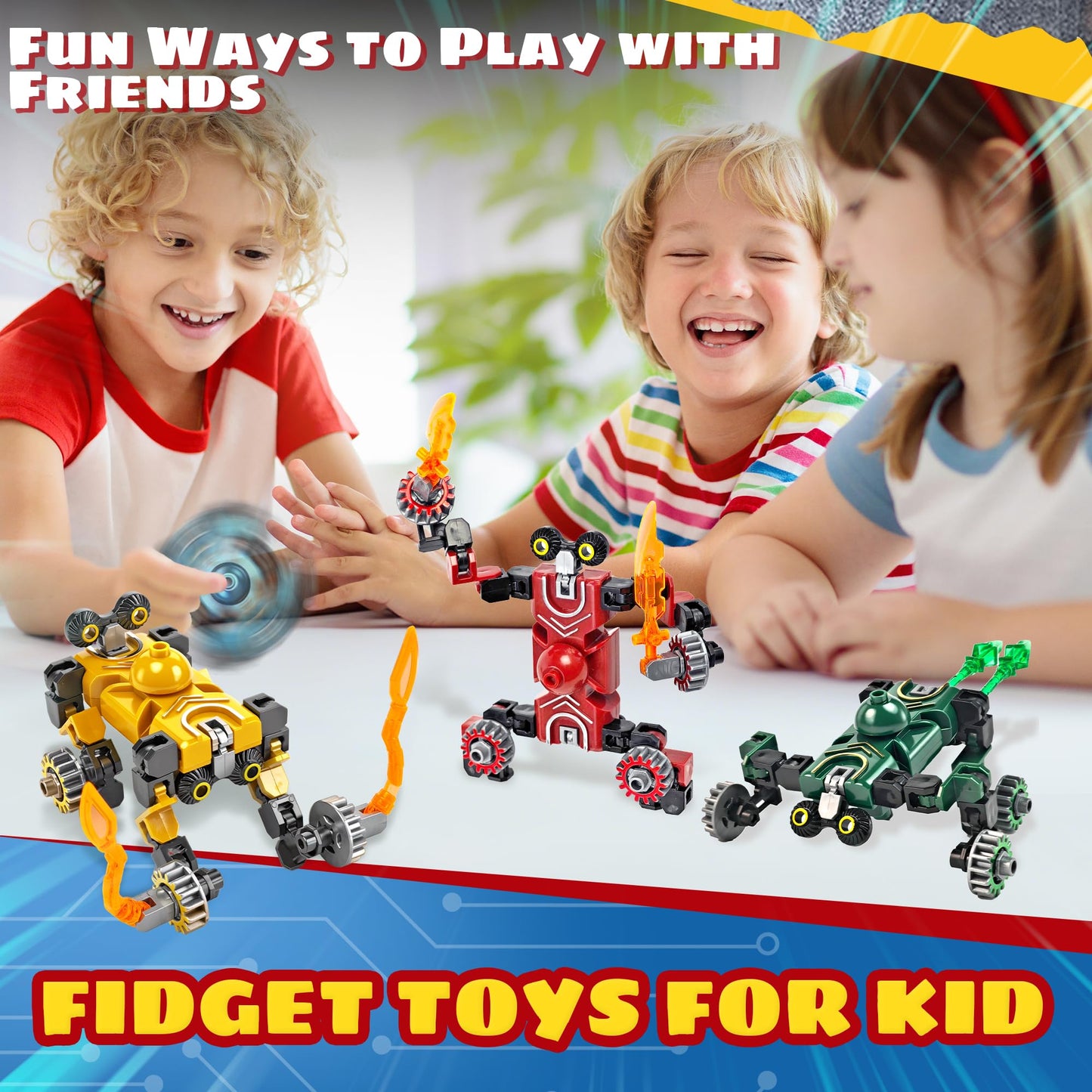 Transformable Robot Fidget Spinner Toys for Kids Boy  4PCS Autism Sensory Toy Quiet Figette Classroom ADHD Autistic Small Cool Toys Stress Anxiety Relief Air Travel Car Activities Gifts for mature-themed