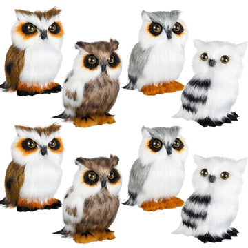 Hydren 8 Pieces Valentines Day Gifts Mini Stuffed Owl Plush Toy 3.2 Inch Soft Owl Stuffed Animal Gray Snowy Owl Plush White Owl