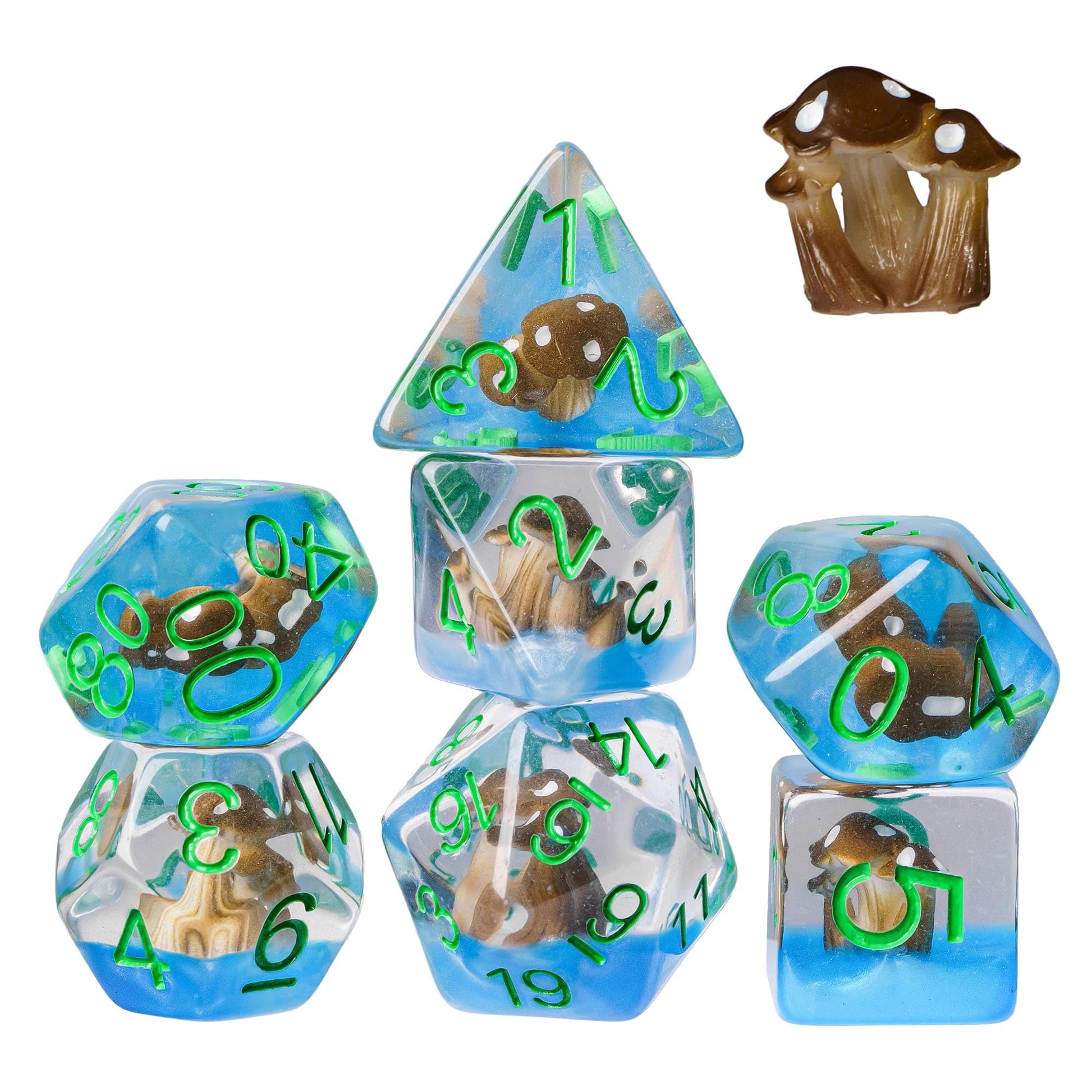 UDIXI 7 Die D&D Polyhedral RPG Dice Mushroom DND Dice Set for Dungeons and Dragons MTG and Other Tabletop Games